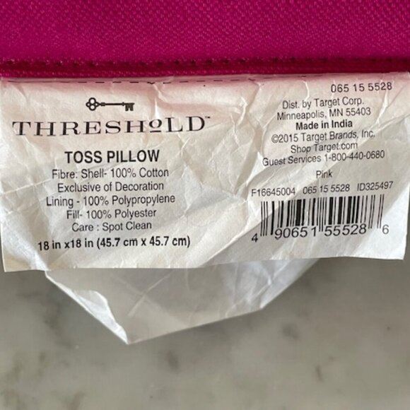 THRESHOLD Pink Embroidered Anchor White Blue Stripe Toss Pillow - Picture 6 of 15